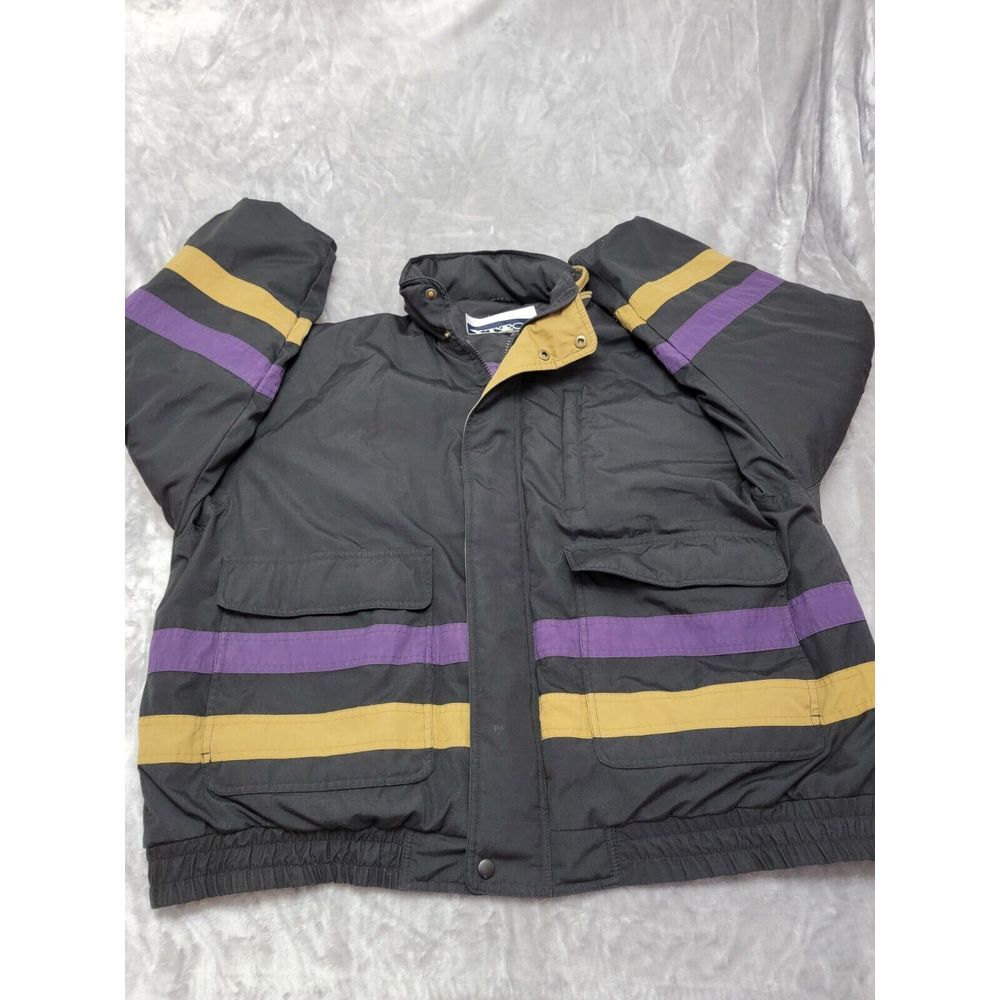 YT SPORT -Men's Ski Jacket‎ Polyester Puffy Sz 2X Black purple Y2K 90's Vintage